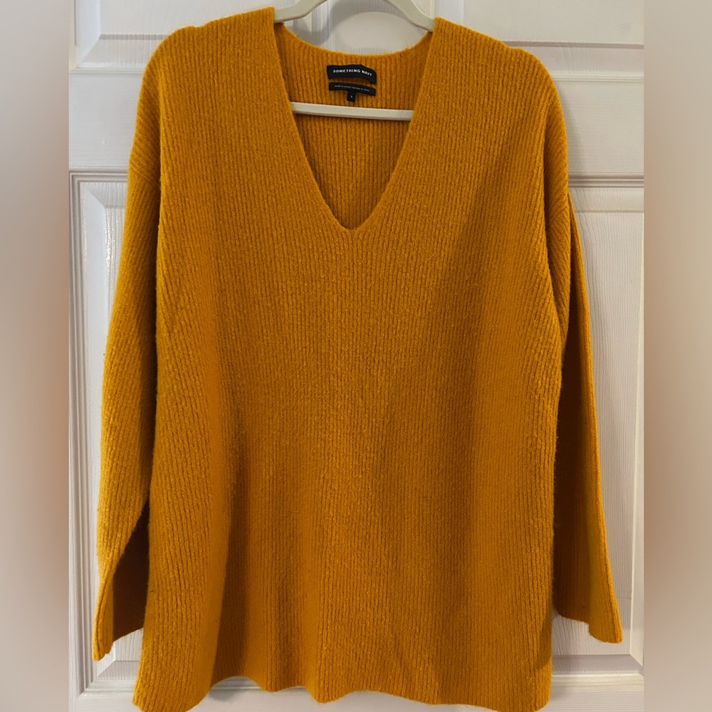 Something Navy Golden V-Neck Sweater